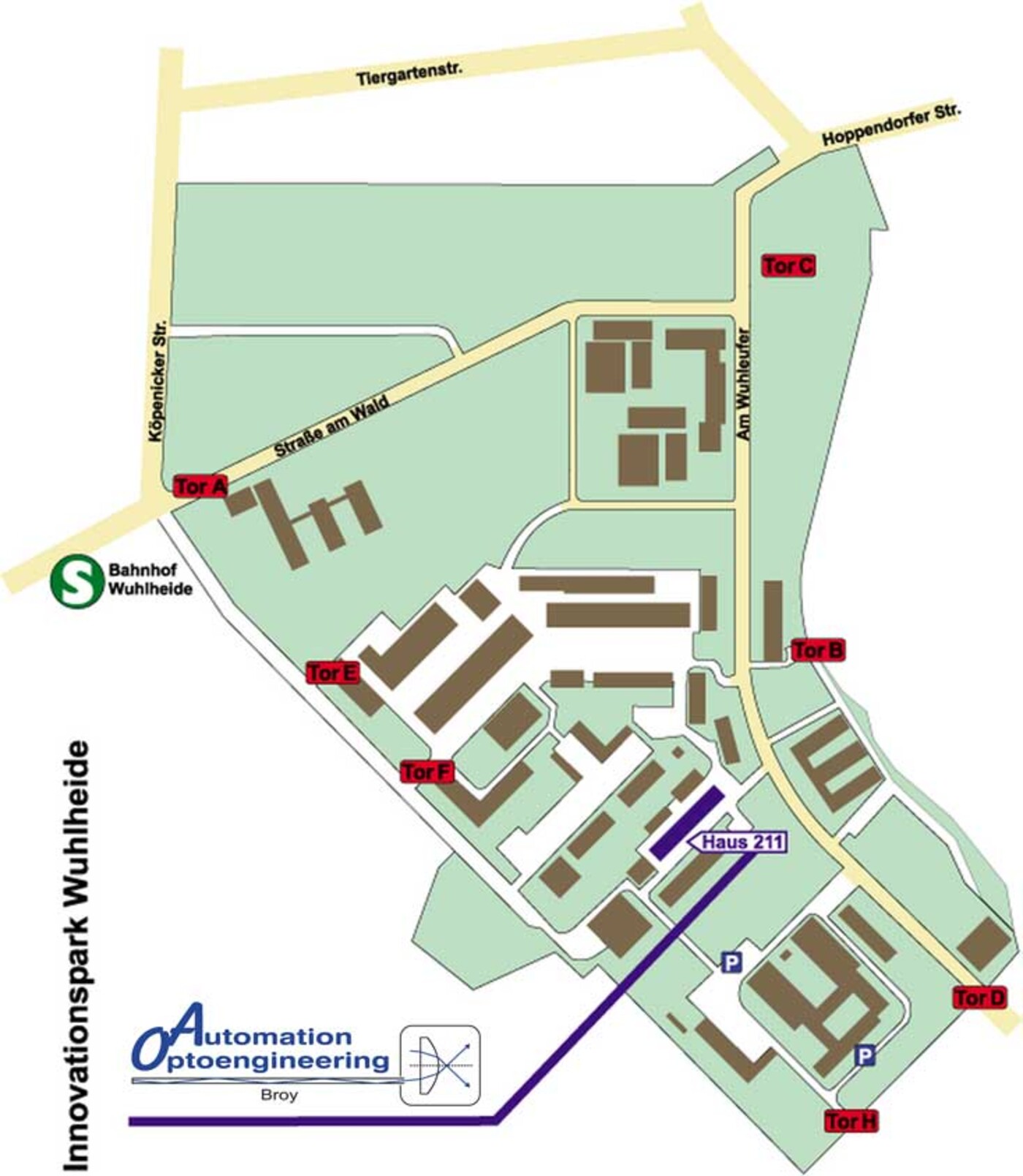 Anfahrtsskizze Innovationspark Wuhlheide — Haus 211